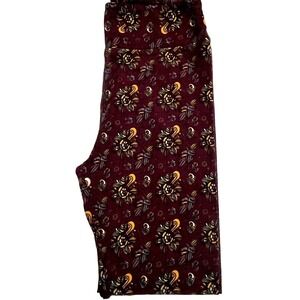 LuLaRoe One Size 2-10 Leggings Multi Colored Paisley Dark Plum Purple NWOT